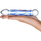 Gläs Full Tip Textured Glass Dildo - Clear & Blue