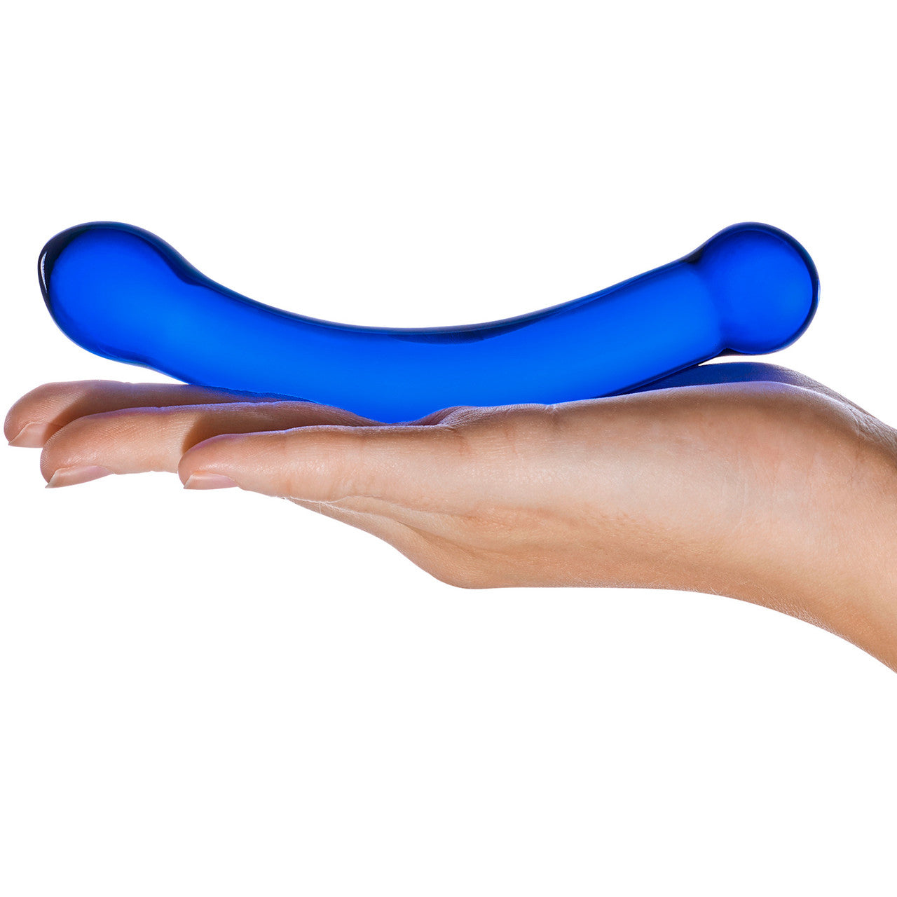 Gläs Curved Glass G-Spot Dildo - Blue