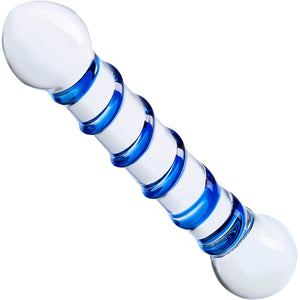 Gläs Spiral Glass Dildo - Clear & Blue