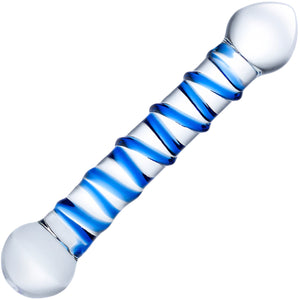 Gläs Spiral Glass Dildo - Clear & Blue