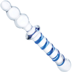 Gläs 10" Twister Dual-Ended Glass Dildo  - Clear & Blue