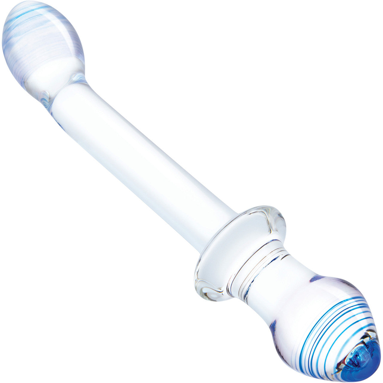 Gläs 9.5" Double Play Dual-Ended Glass Dildo & Butt Plug - Clear & Blue