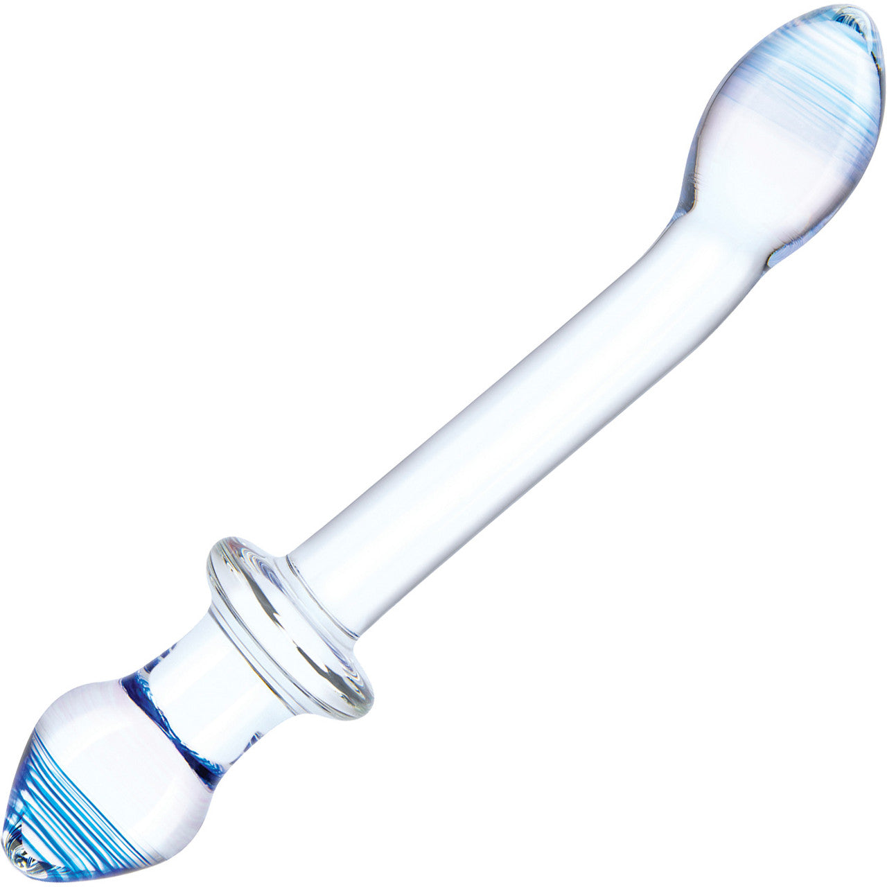 Gläs 9.5" Double Play Dual-Ended Glass Dildo & Butt Plug - Clear & Blue