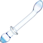 Gläs 9.5" Double Play Dual-Ended Glass Dildo & Butt Plug - Clear & Blue