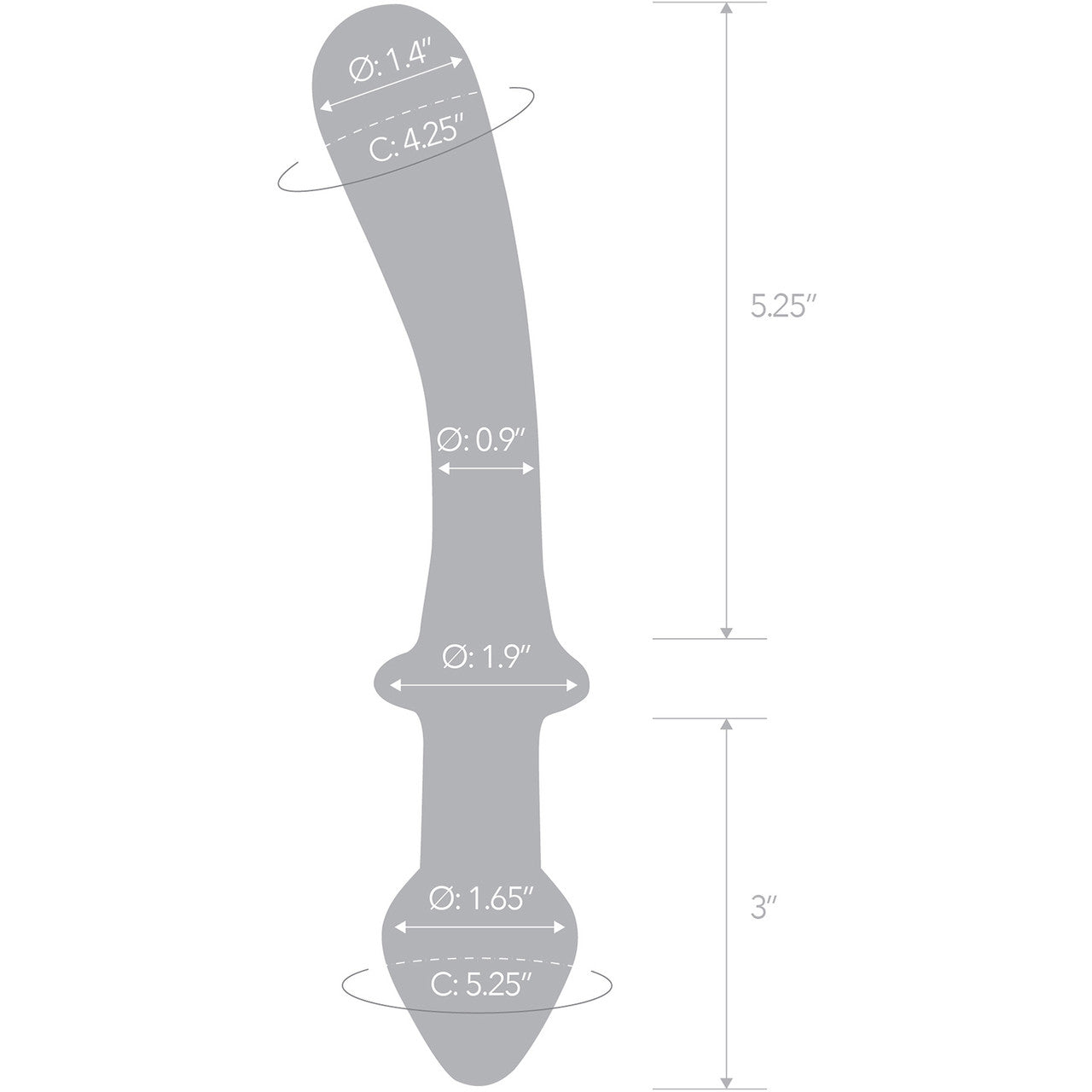 Gläs 9" Classic Curved Dual-Ended Glass Dildo - Clear