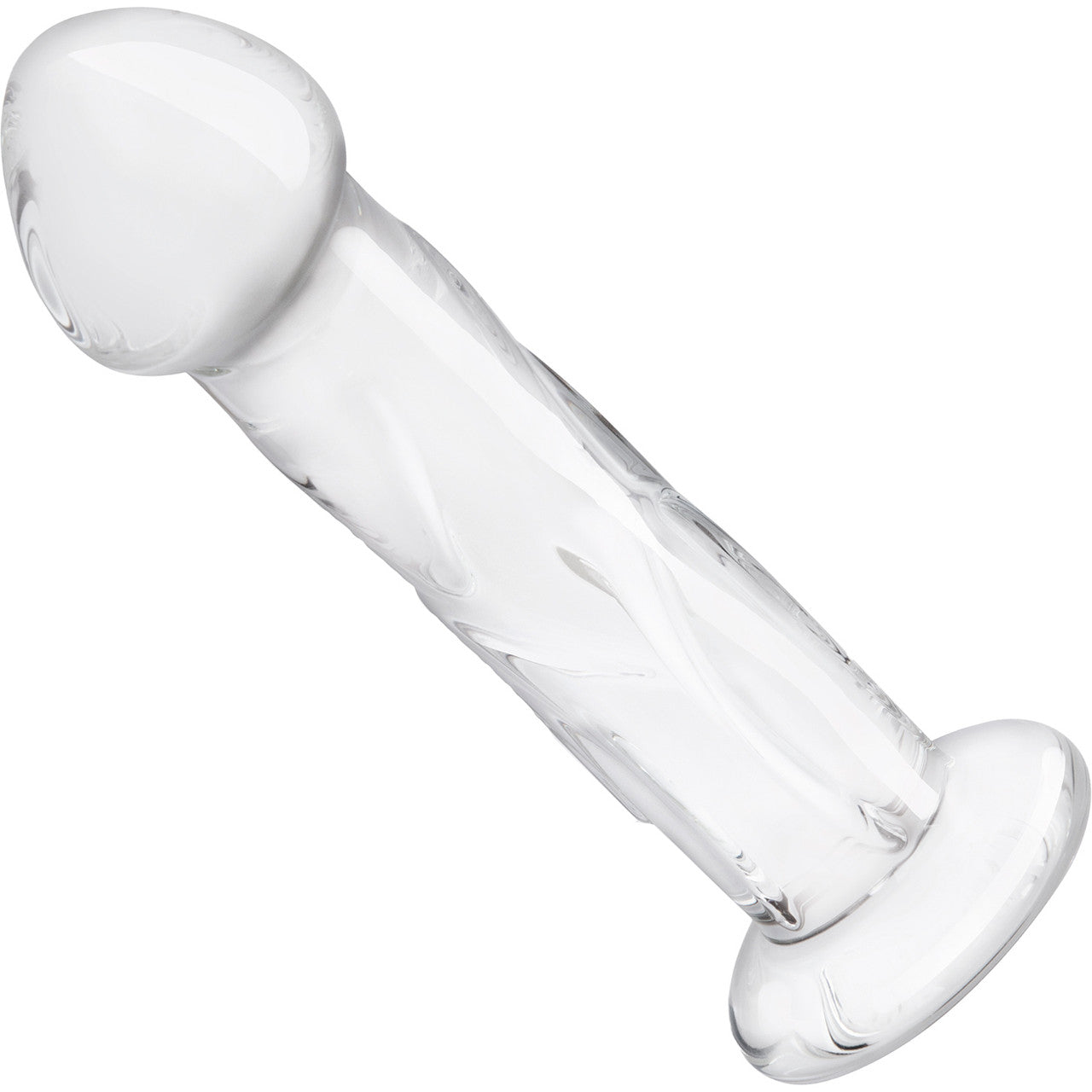 Gläs 6" Glass Dildo With Veins & Flat Base - Clear