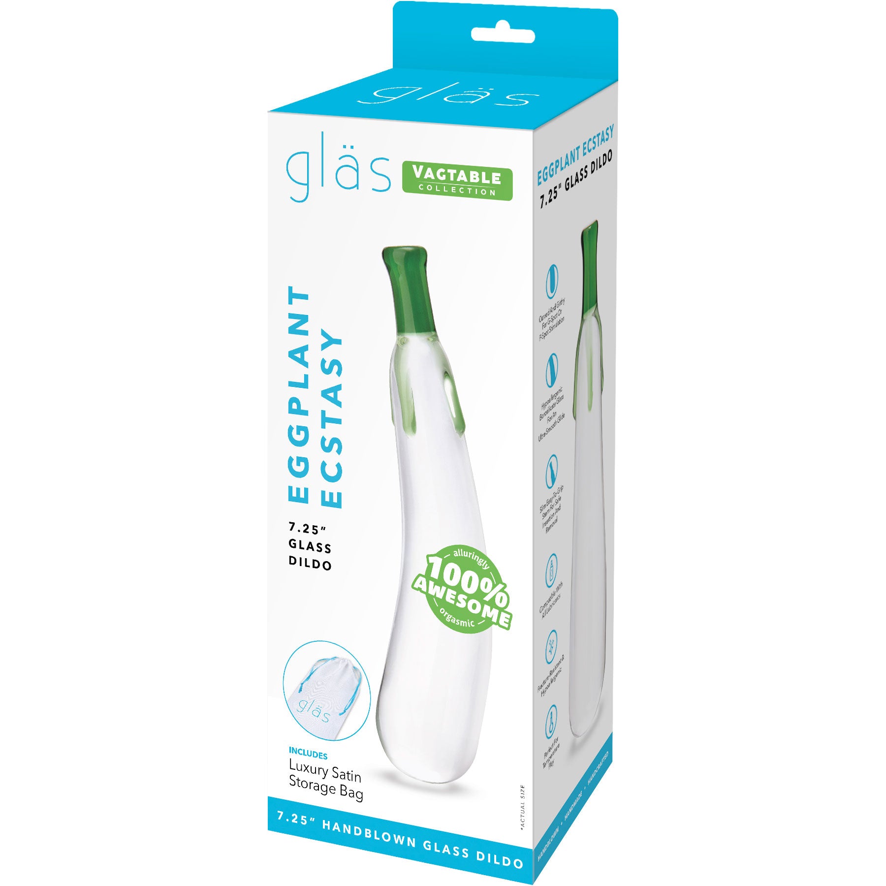 Gläs Eggplant Ecstasy 7.25" Glass Dildo