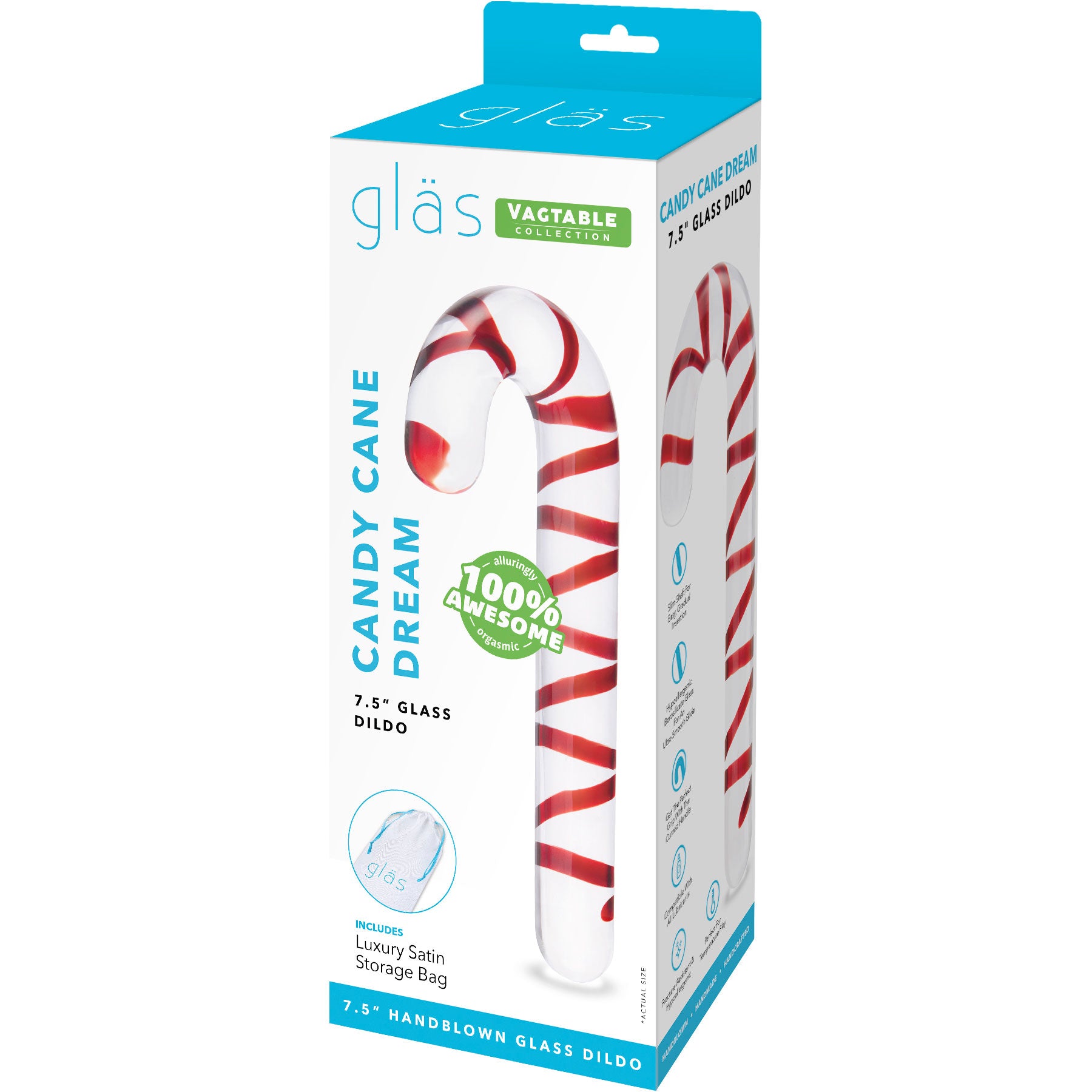 Gläs Candy Cane Dream 7.5" Glass Dildo