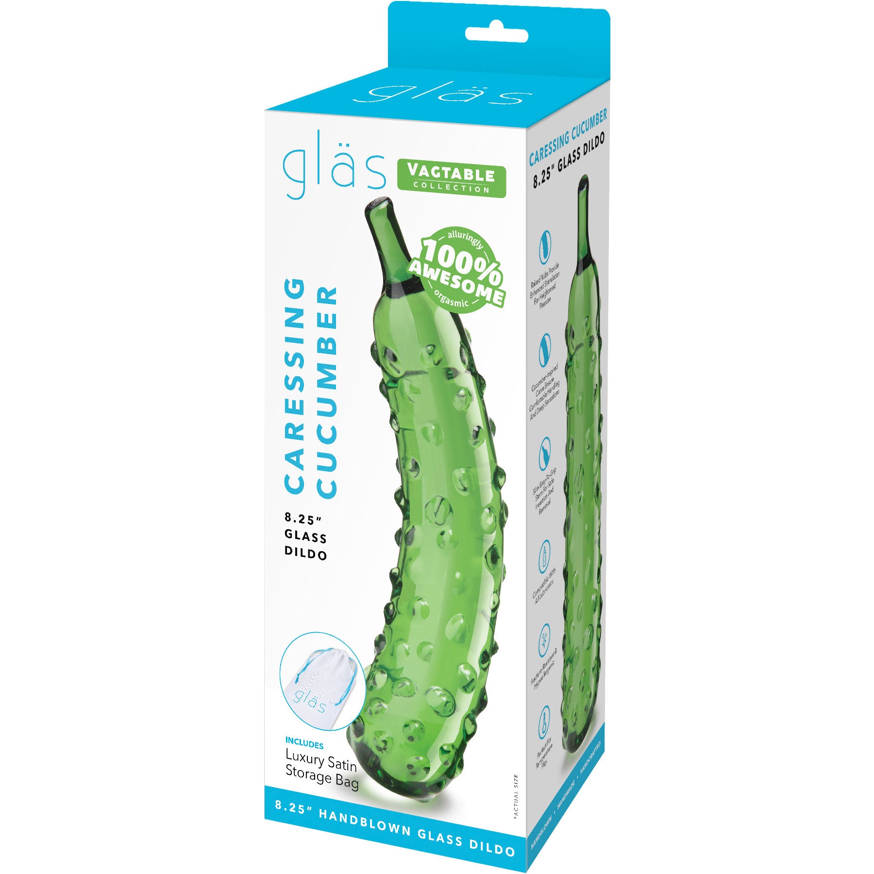 Gläs Caressing Cucumber 8.25" Glass Dildo