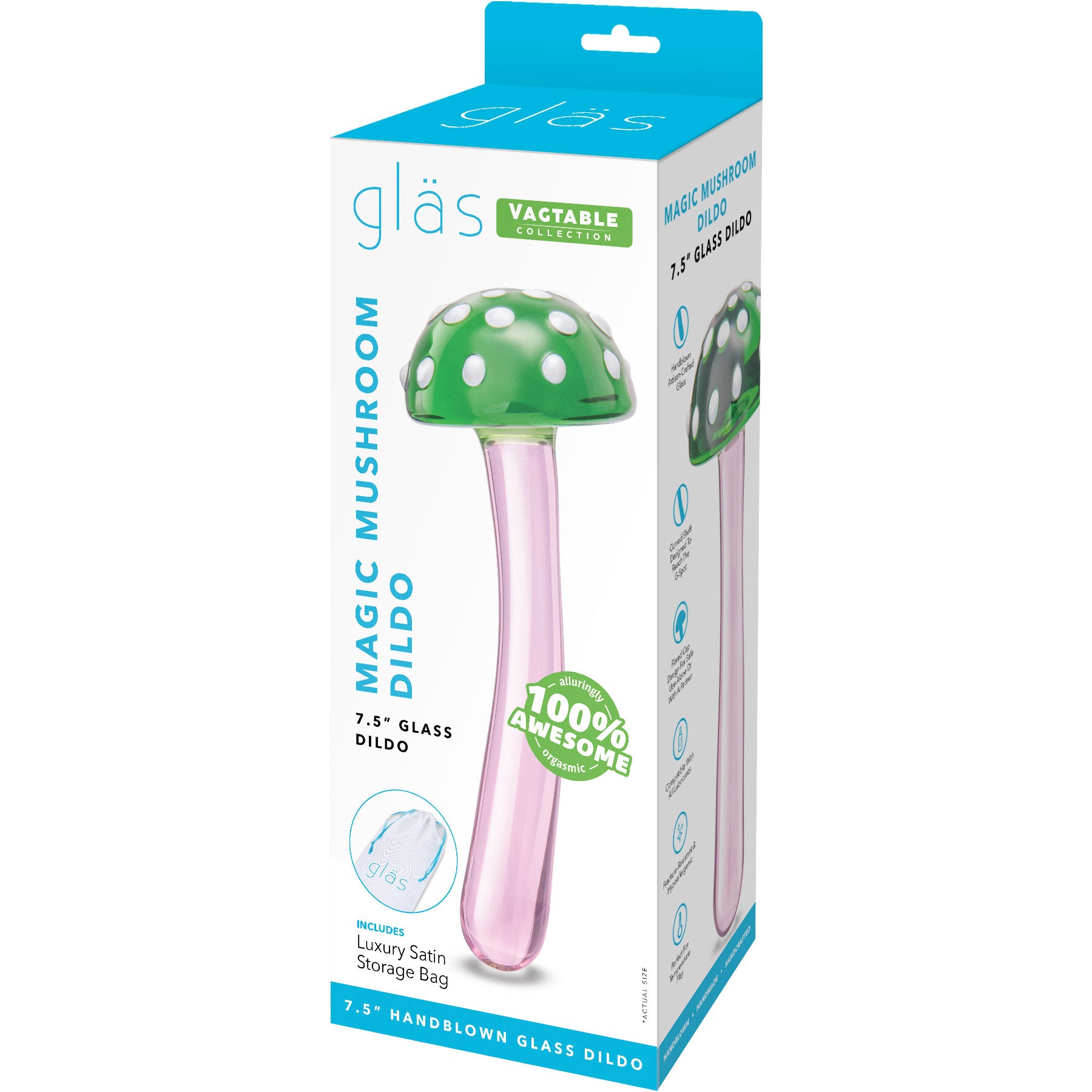 Gläs Magic Mushroom Dildo 7.5" Glass Dildo