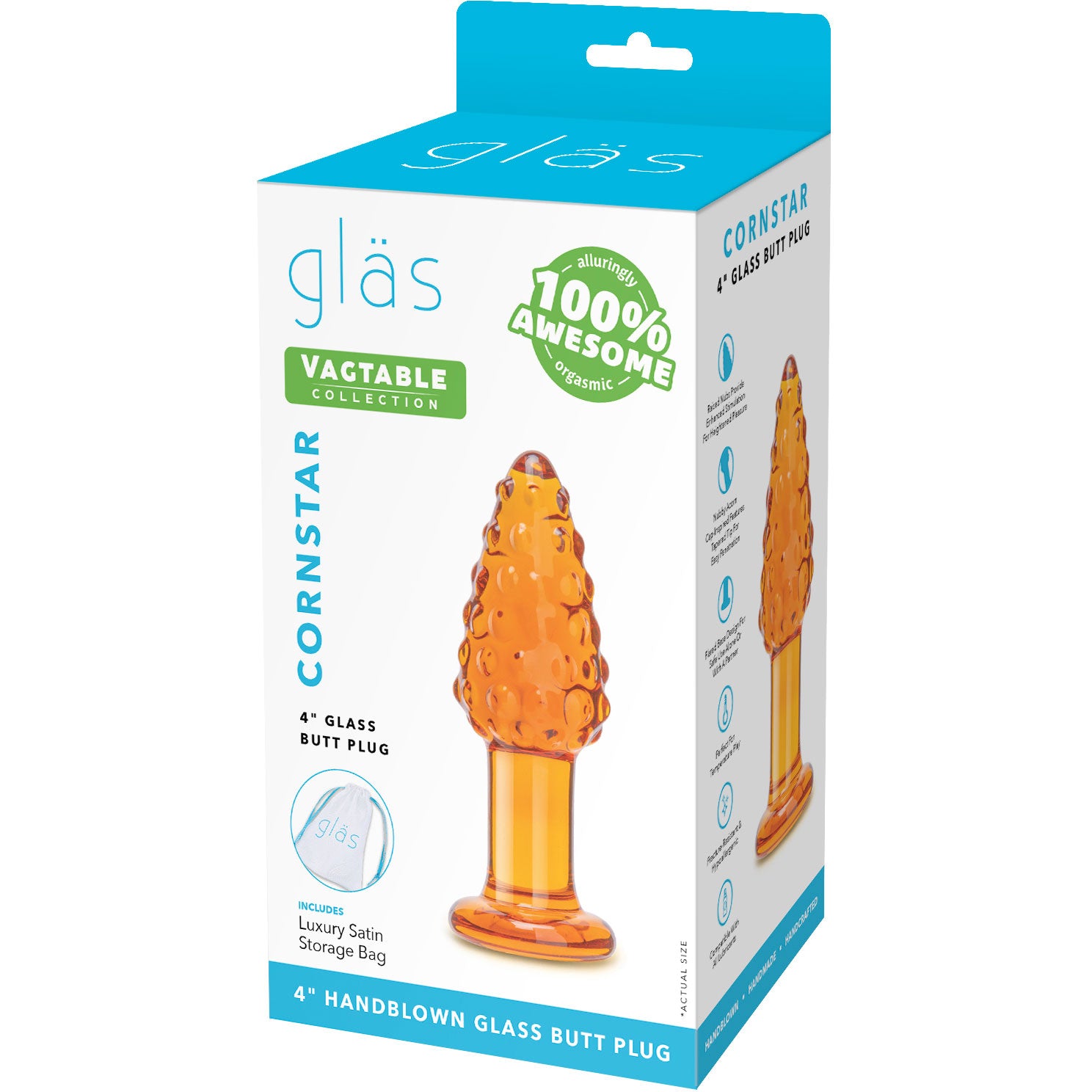 Gläs Cornstar  4" Glass Butt Plug