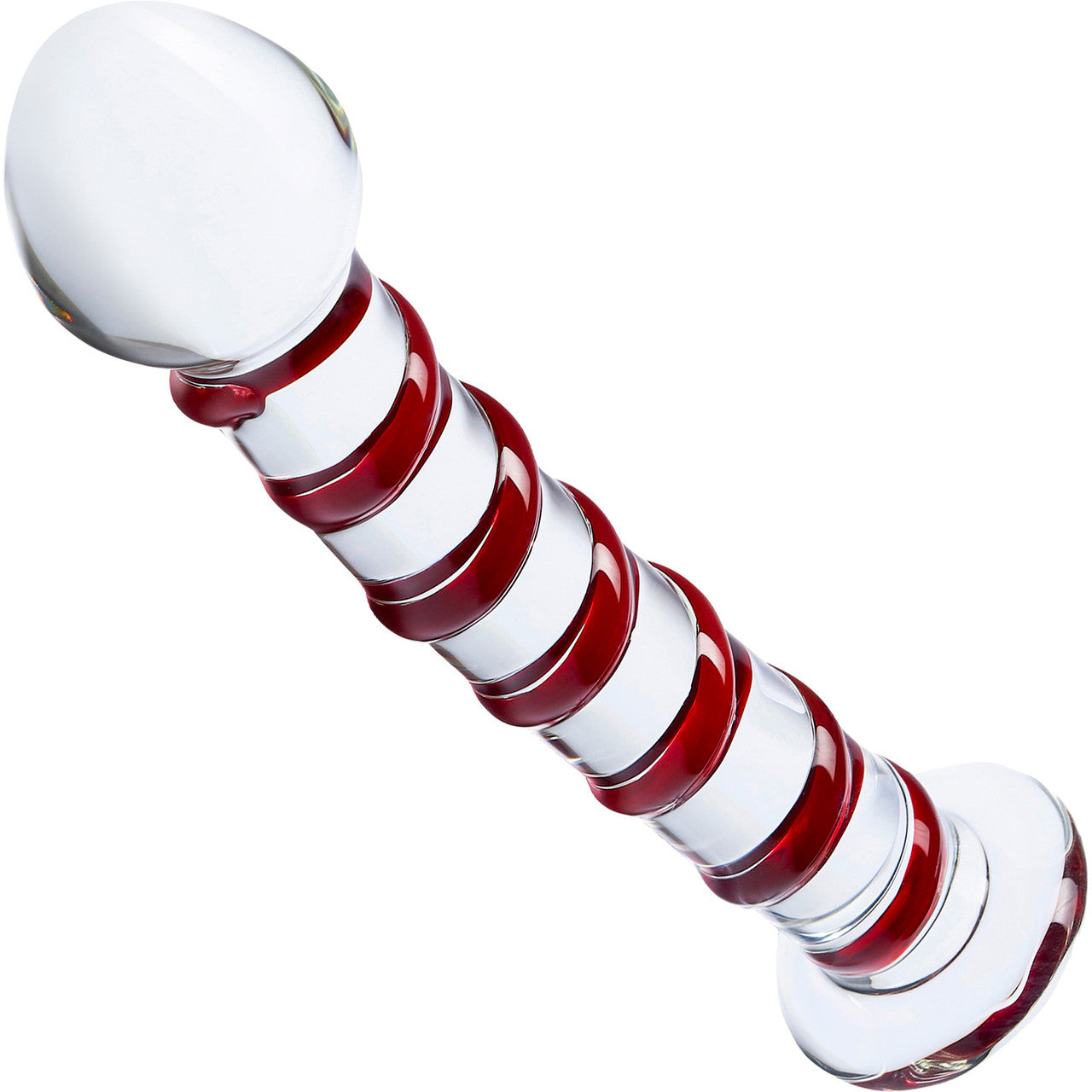 Gläs Mr. Swirly Glass Dildo - Red & Clear