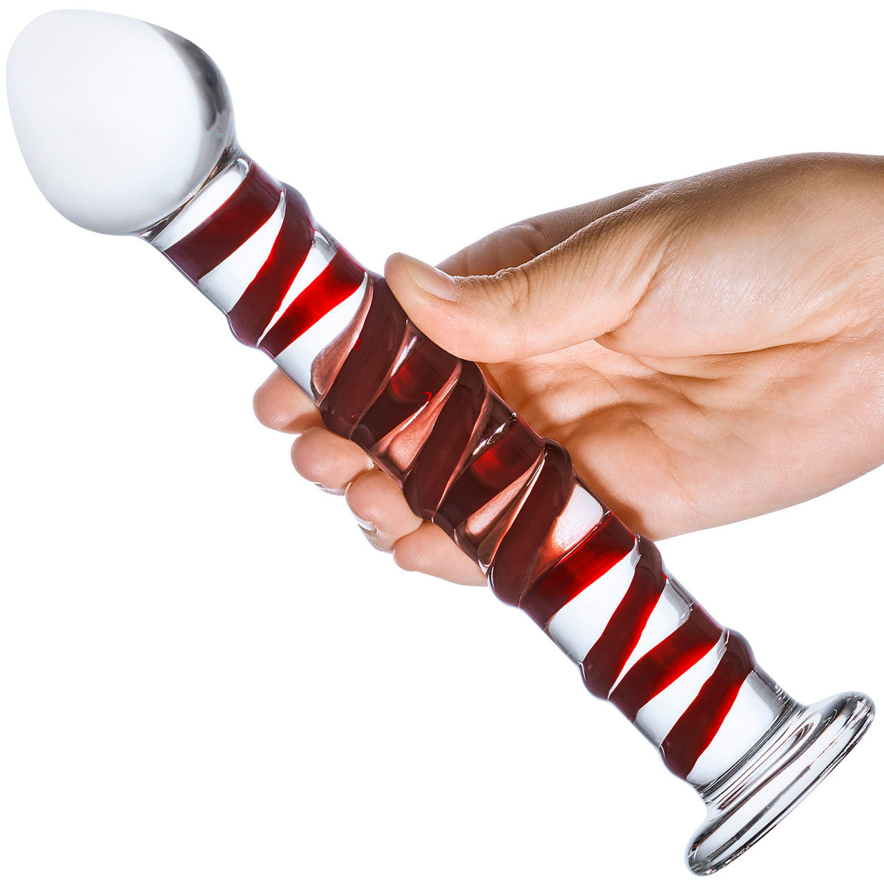 Gläs Mr. Swirly Glass Dildo - Red & Clear