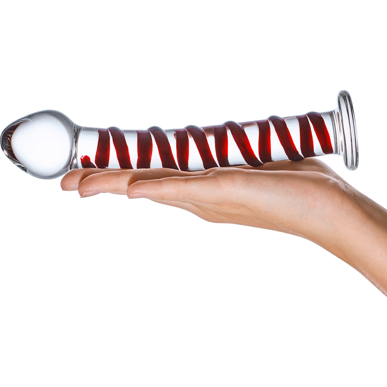 Gläs Mr. Swirly Glass Dildo - Red & Clear