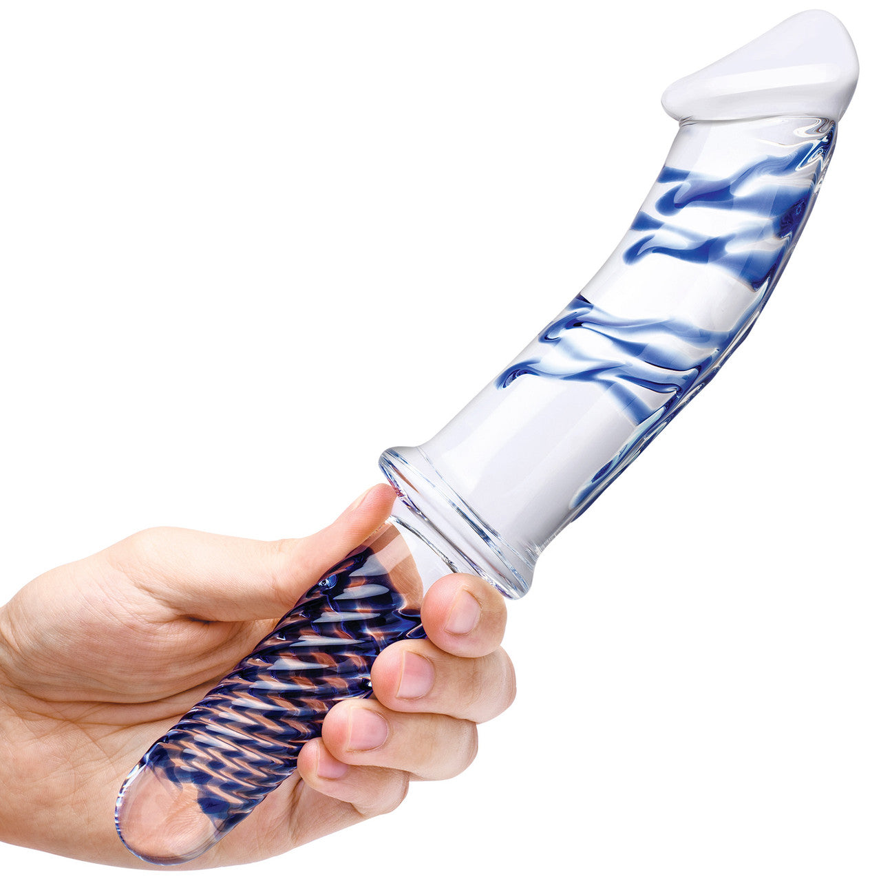 Gläs 11" Realistic Double Ended Glass Dildo - Clear & Blue