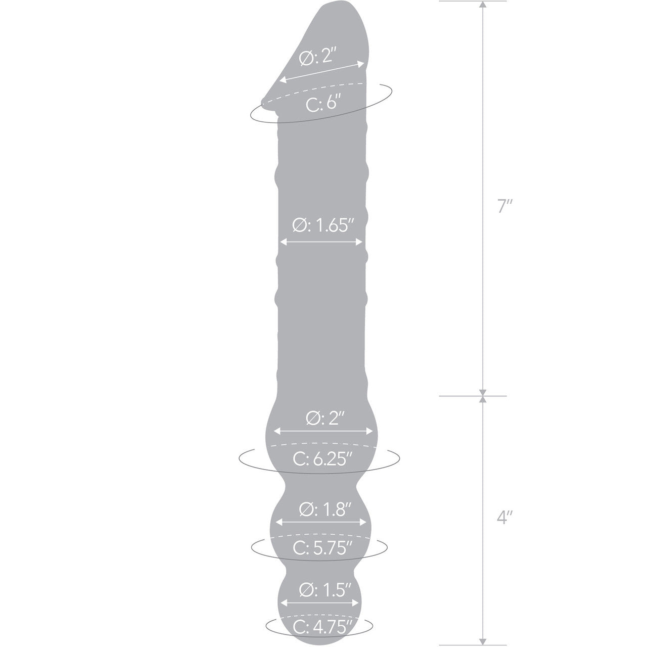 Gls 11.5" Double Ended Glass Dildo With Anal Beads - Clear Gls 11.5" Double Ended Glass Dildo With Anal Beads - Clear