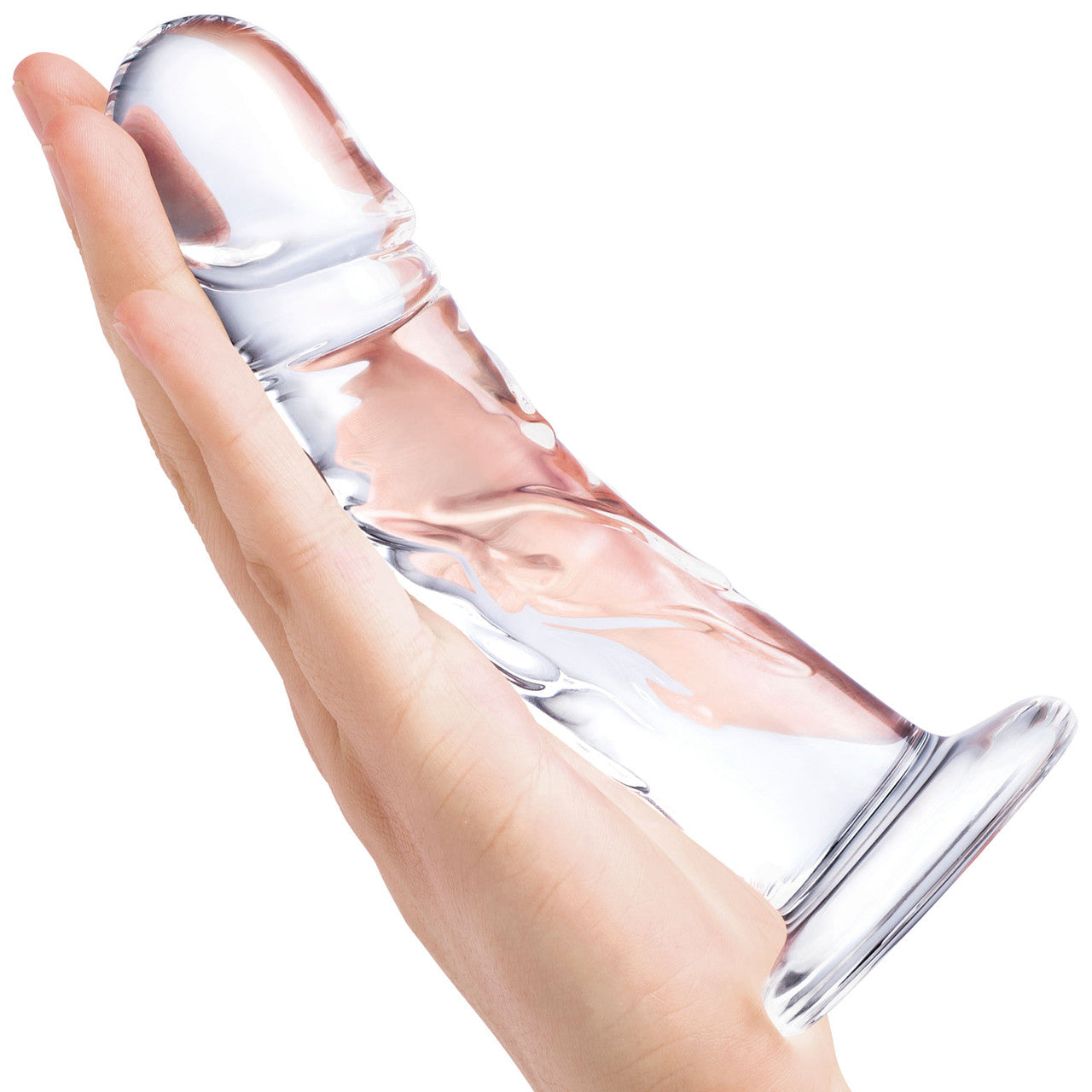 Gläs 7" Curved Realistic Glass Dildo With Veins - Clear