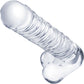 Gläs 8" Realistic Ribbed Glass Dildo With Balls - Clear