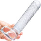 Gläs 8" Realistic Ribbed Glass Dildo With Balls - Clear