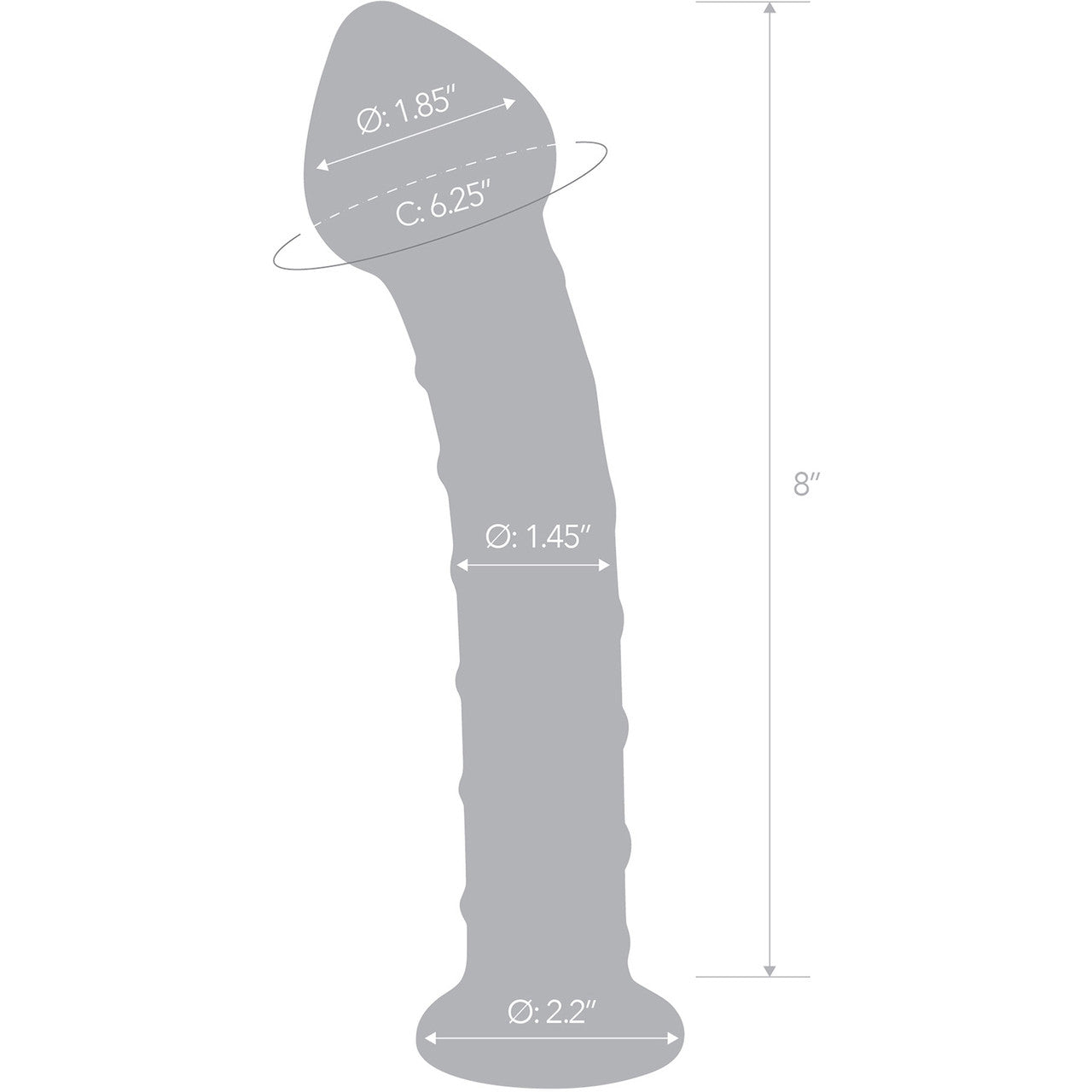 Gläs Mr. Swirly 8" Ribbed Glass Dildo - Clear & Red