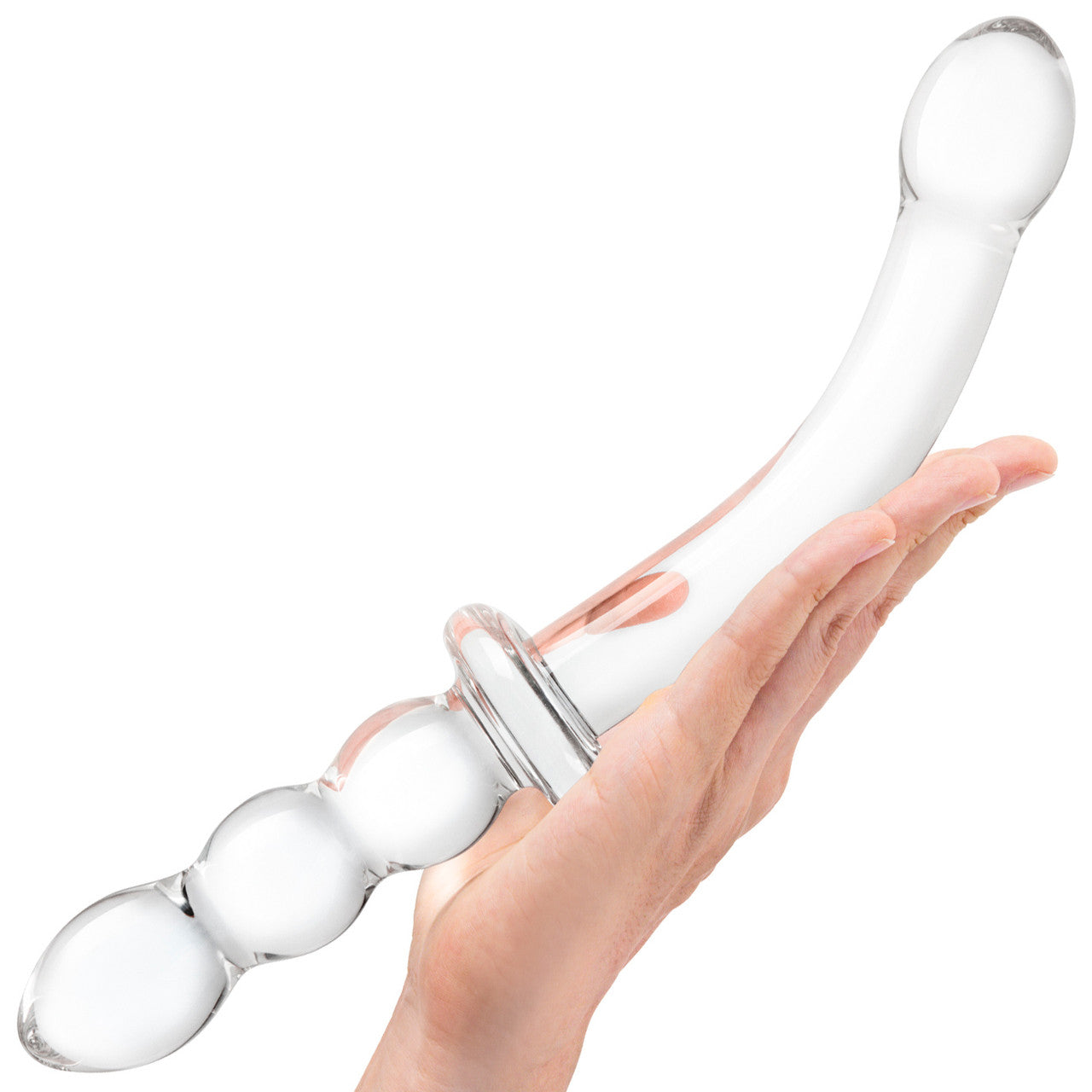 Gläs 12" Girthy Ribbed G-Spot Glass Dildo - Clear