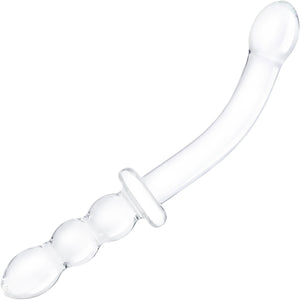 Gläs 12" Girthy Ribbed G-Spot Glass Dildo - Clear