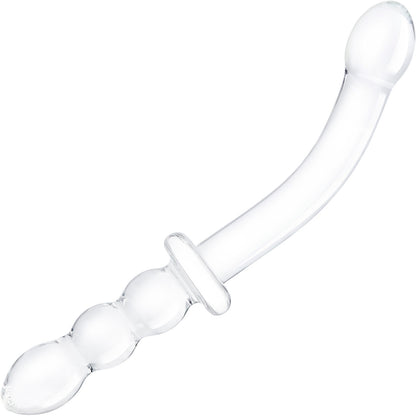 Gläs 12" Girthy Ribbed G-Spot Glass Dildo - Clear