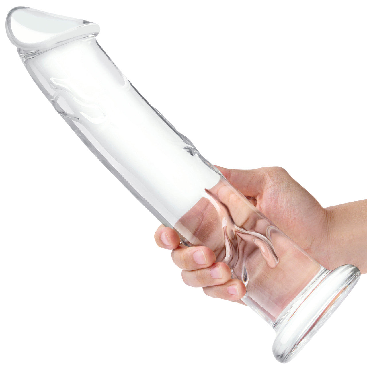 Gls 12" Glass Dildo With Veins & Flat Base - Clear Gls 12" Glass Dildo With Veins & Flat Base - Clear