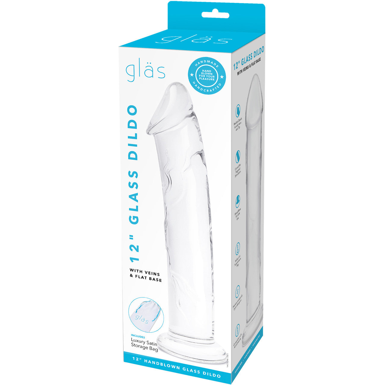 Gläs 12" Glass Dildo With Veins & Flat Base - Clear