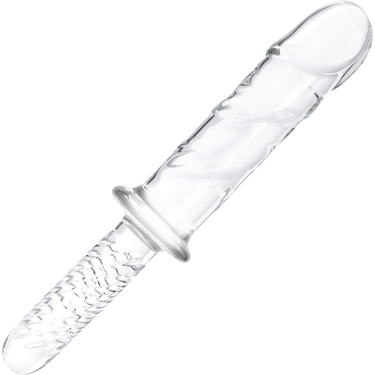 Gläs 11" Girthy Cock Double Ended Glass Dildo With Handle - Clear