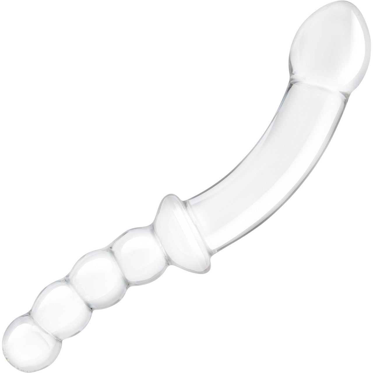 Gläs 12.5" Girthy Double Sided Dong Glass Dildo With Anal Beads - Clear