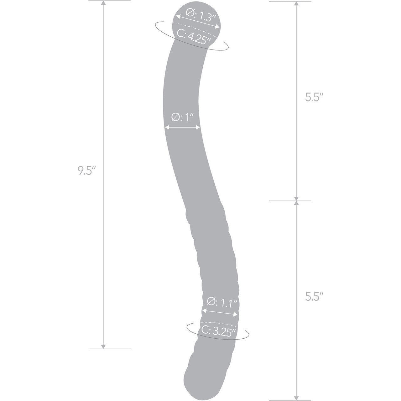 Gläs 11" Glass Pelvic Wand Double Ended Dildo - Clear