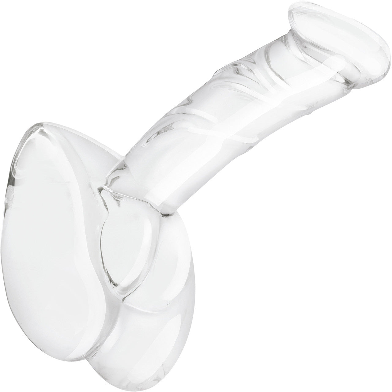 Gläs 7.5" Rideable Standing Glass Cock Dildo With Stability Base & Balls - Clear