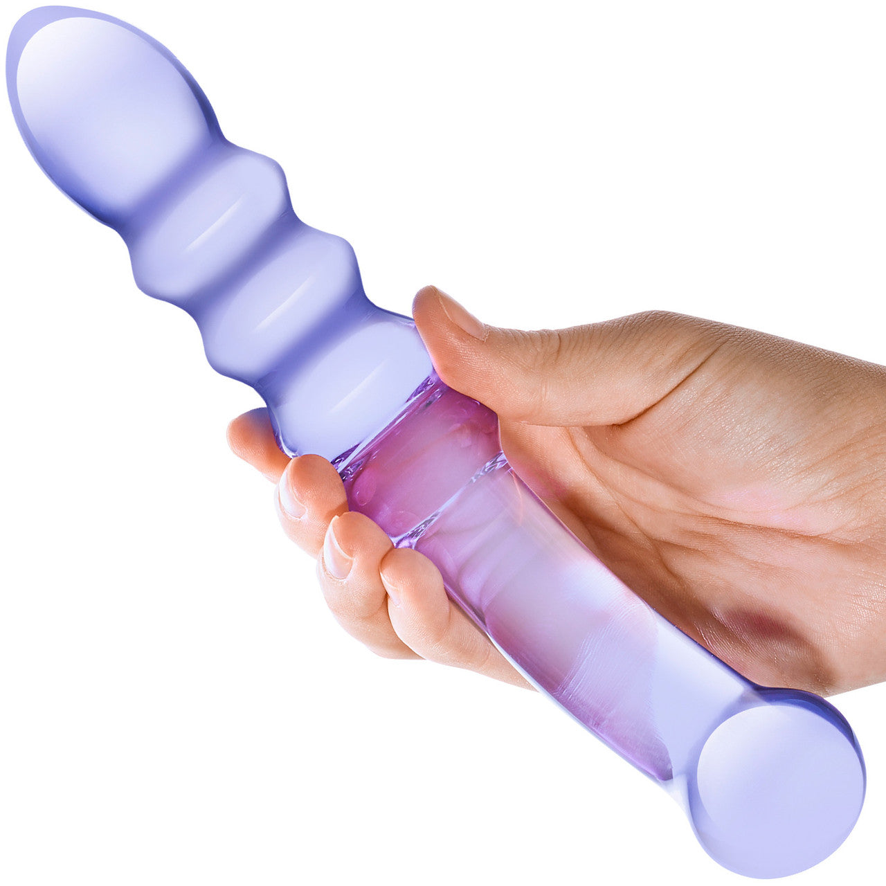 Gläs Purple Rain Ribbed Glass Dildo