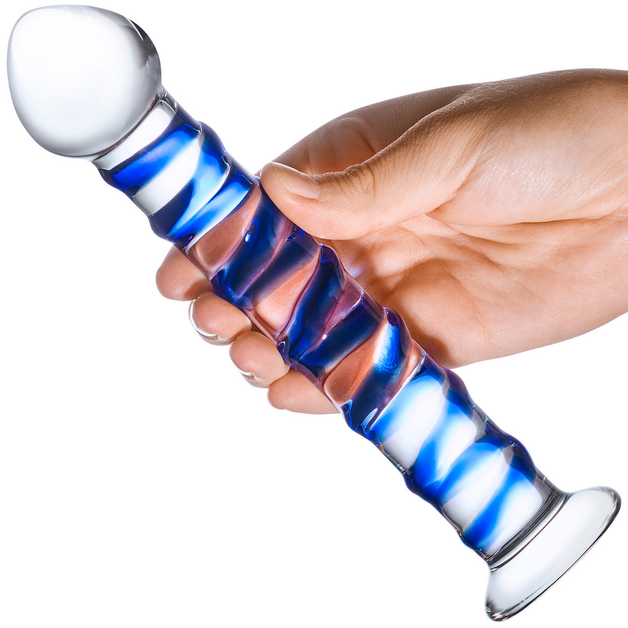 Gläs Blue Spiral Glass Dildo