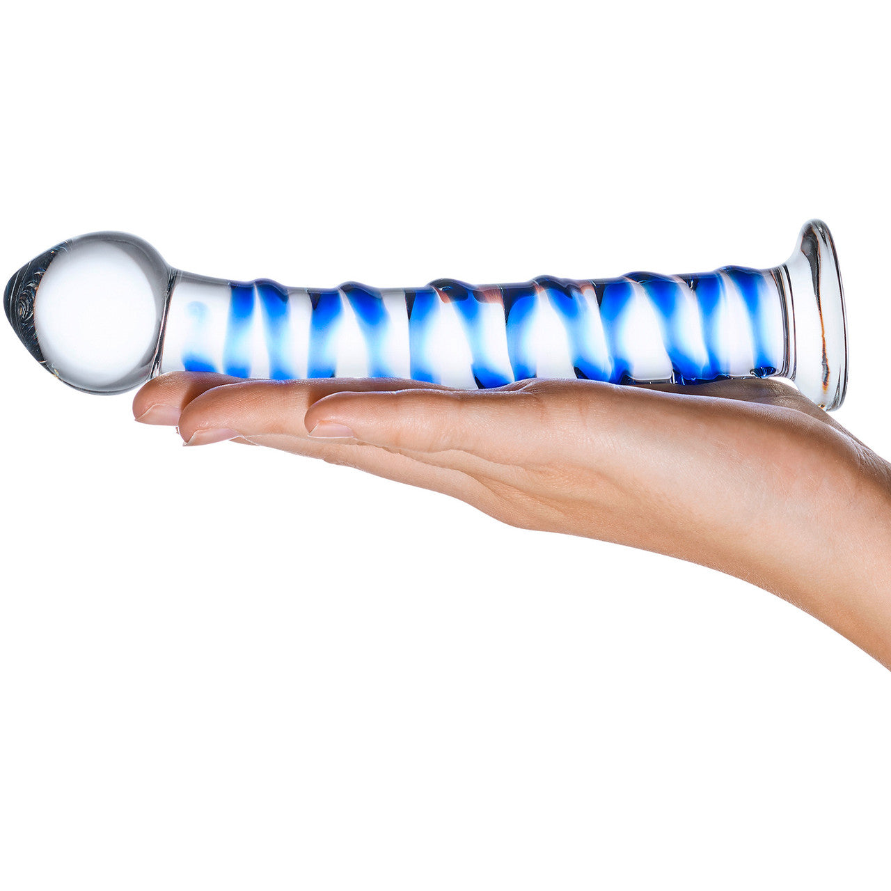 Gläs Blue Spiral Glass Dildo