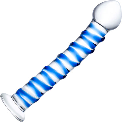 Gläs Blue Spiral Glass Dildo