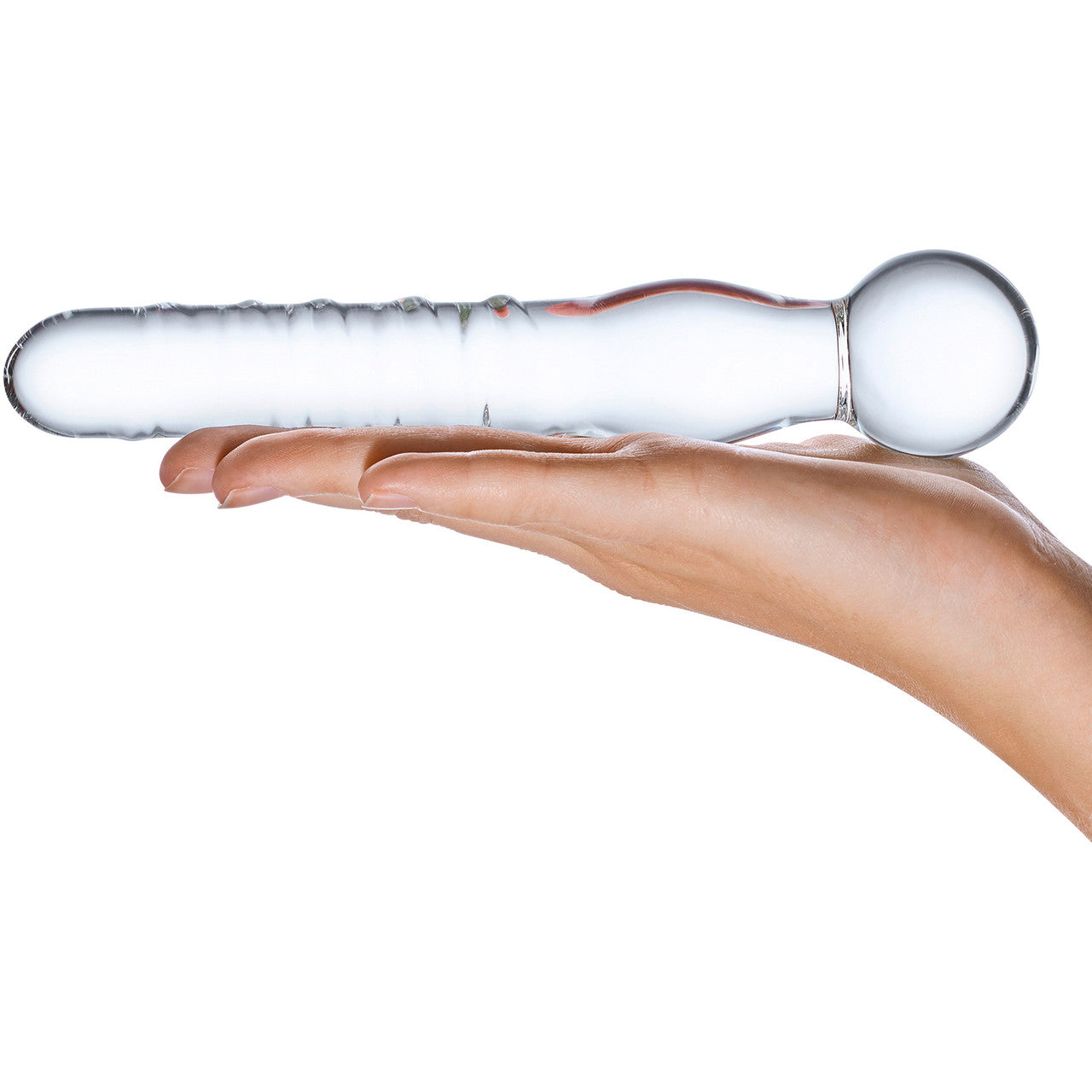 Gläs Joystick Textured Glass Dildo - Clear