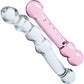 Gläs Double Pleasure Glass Dildo Two Piece Set - Clear & Pink