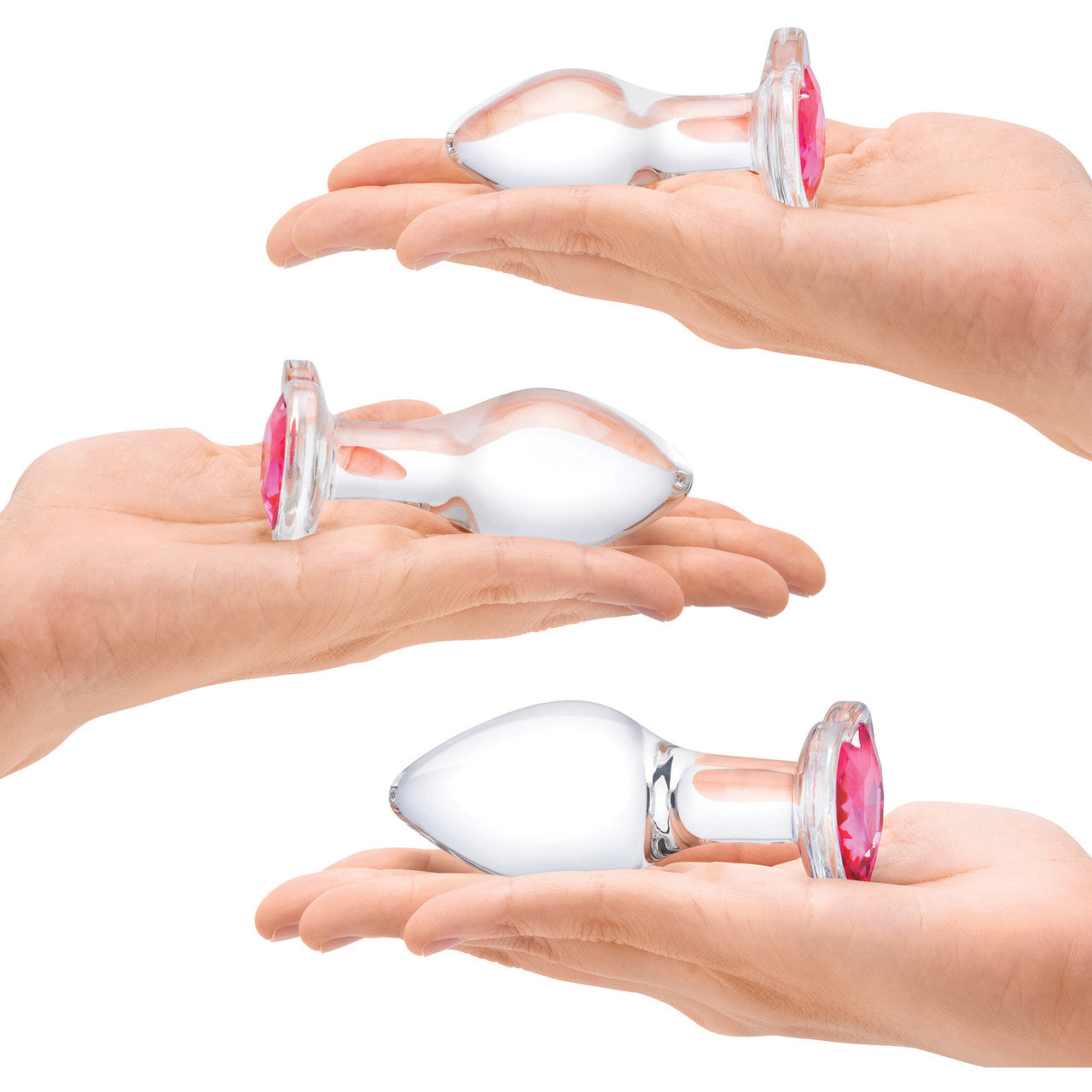 Gls Heart Jewel Glass Butt Plug Set Gls Heart Jewel Glass Butt Plug Set