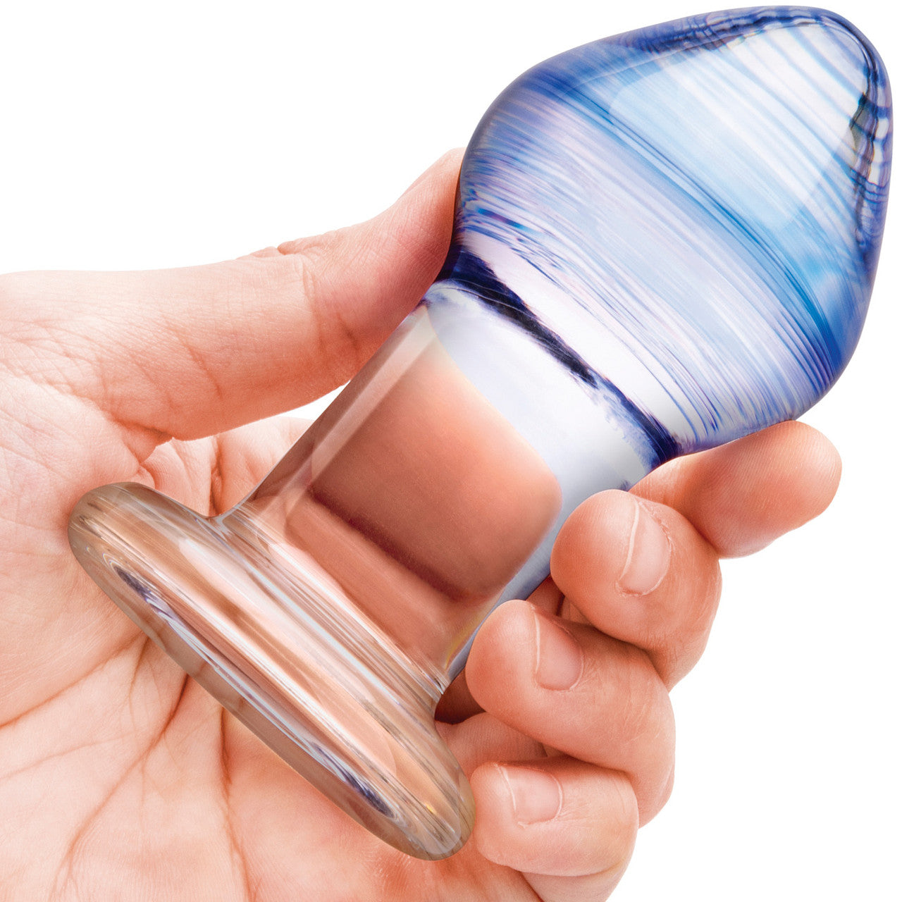 Gläs Amethyst Rain Glass Butt Plug 3 Piece Anal Training Set - Clear & Blue