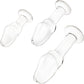 Gläs Helmet Head Glass Butt Plug 3 Piece Anal Training Kit - Clear