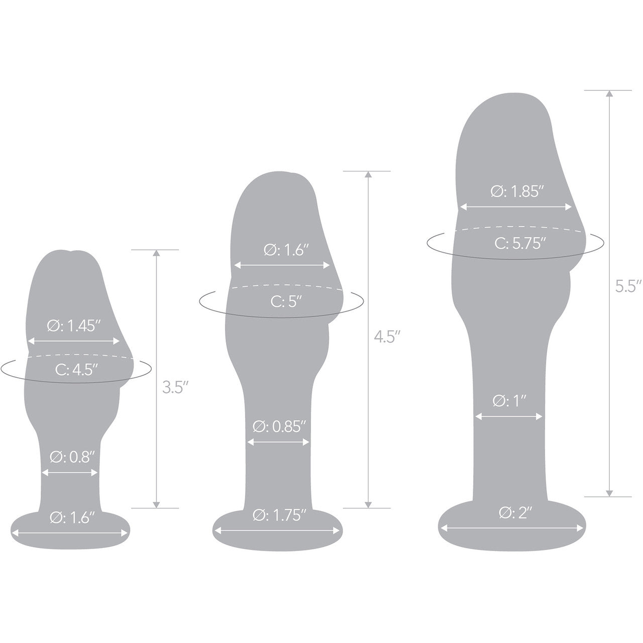 Gls Helmet Head Glass Butt Plug 3 Piece Anal Training Kit - Clear Gls Helmet Head Glass Butt Plug 3 Piece Anal Training Kit - Clear