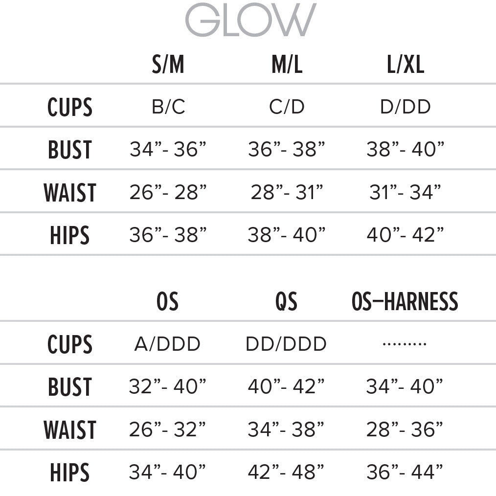 Glow Size Chart