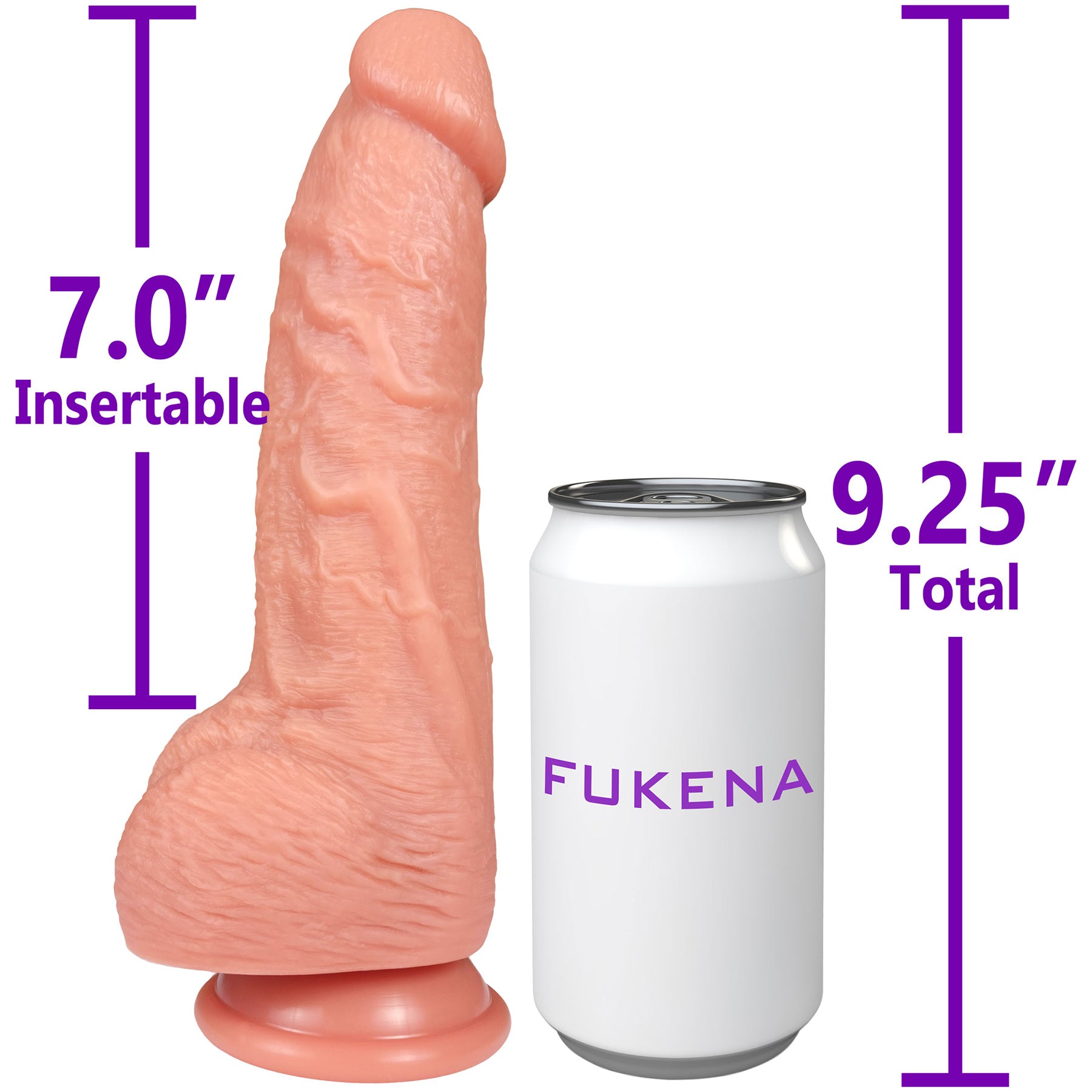The Grower 7 Inch Silicone Posable Realistic Dual Density Dildo With Balls & Suction Cup Base By Fukena