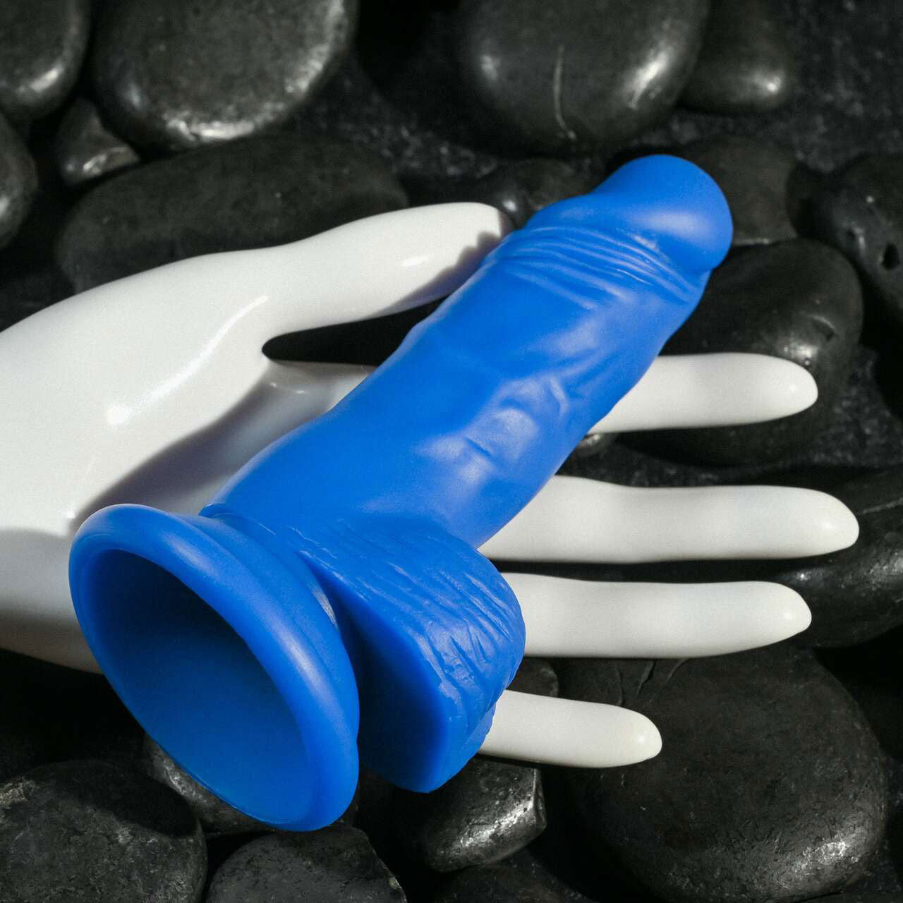 Gender X Semi Sweet Tart Color Changing 5.5" Silicone Dildo With Balls - Blue To Purple