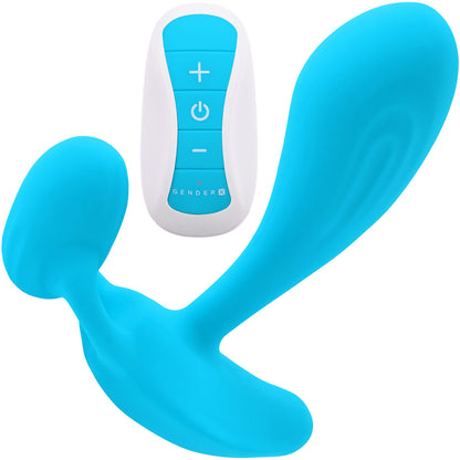 Gender X Wear Me Out Rechargeable Waterproof Silicone Wearable Vibrator With Remote - Blue