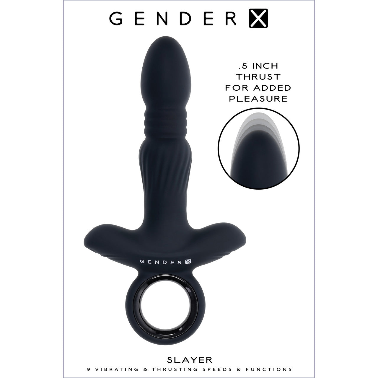 Gender X Slayer Rechargeable Waterproof Silicone Thrusting & Vibrating Anal Plug