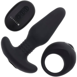 Gender X Teamwork Set With Silicone Vibrating Cock Ring And Butt Plug With Rotating Beads & Remote