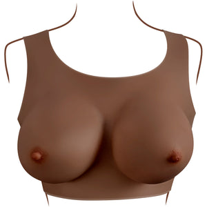 Gender X Undergarments Plate D-Cup Wearable Silicone Breasts - Chocolate